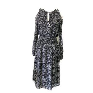 Michael Kors Multicolor Animal Print Cold Shoulder Smocked Dress